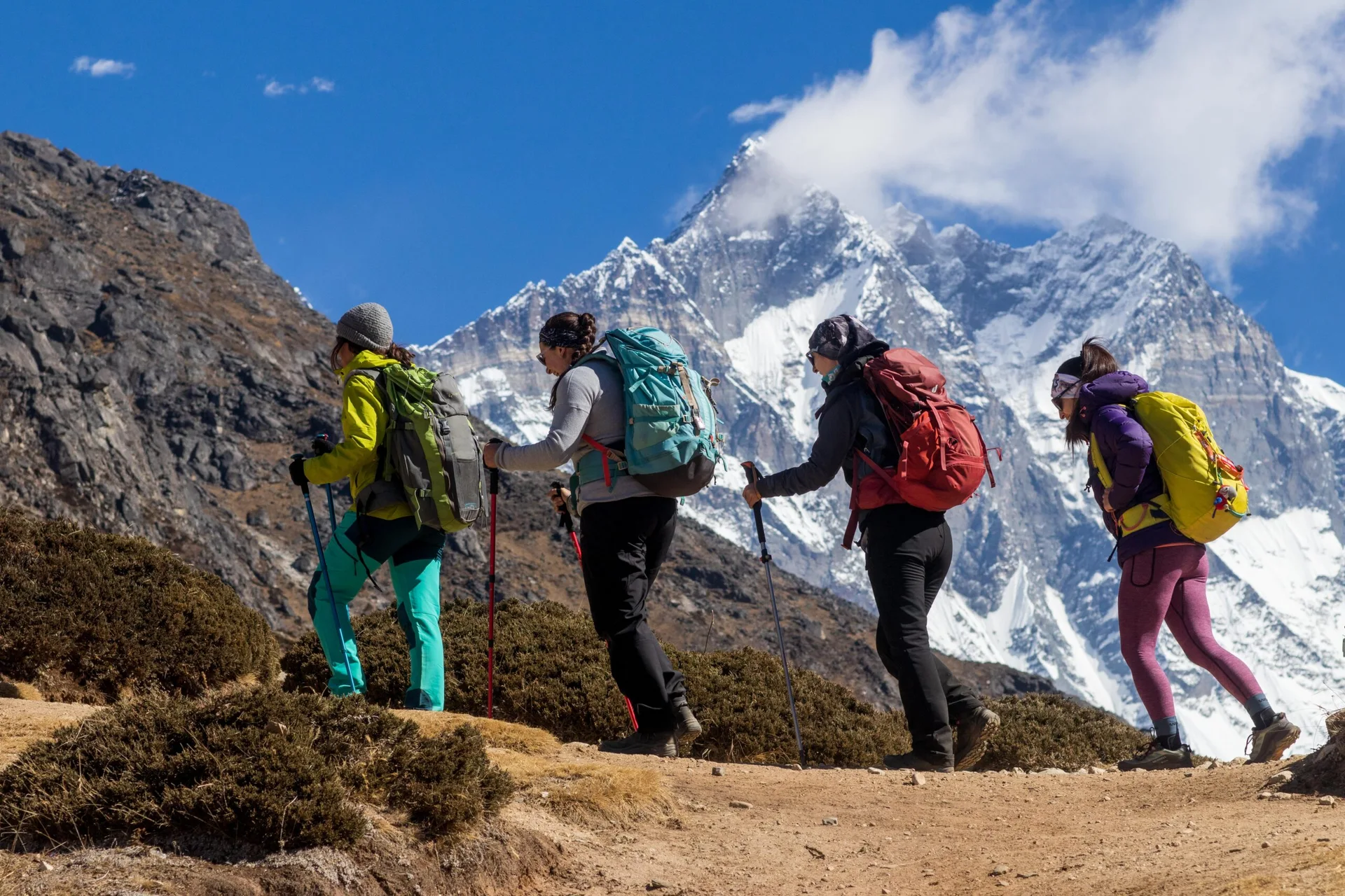 Travellers and local guides sharing a journey in Nepal